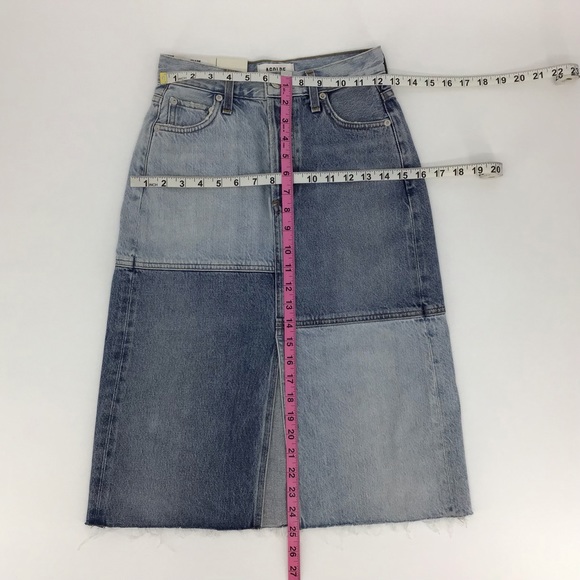 Agolde NWT Issa High Rise Long Slit Patchwork Denim Skirt, 23 - Picture 9 of 15